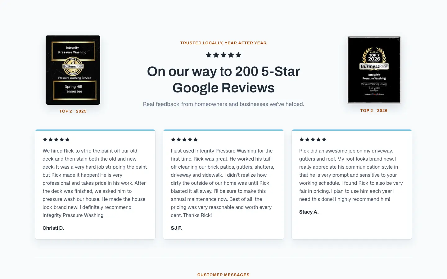 Integrity customer proof and estimate path